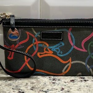 DOONEY and BOURKE RARE DUCK Wristlet. Rainbow zipper EUC